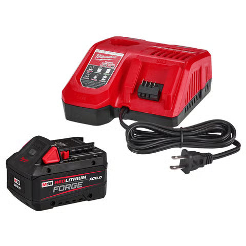 Milwaukee M18 Red Lithium Forge XC 8.0 Starter Kit w/ Rapid Charger & Free Bonus XC 5.0 Battery (48-59-1881 + 48-11-1850)
