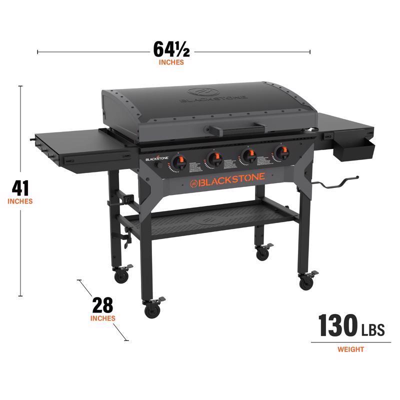 Blackstone 2310 Iron Forged 4 Burner Liquid Propane Outdoor Griddle with Hood Black