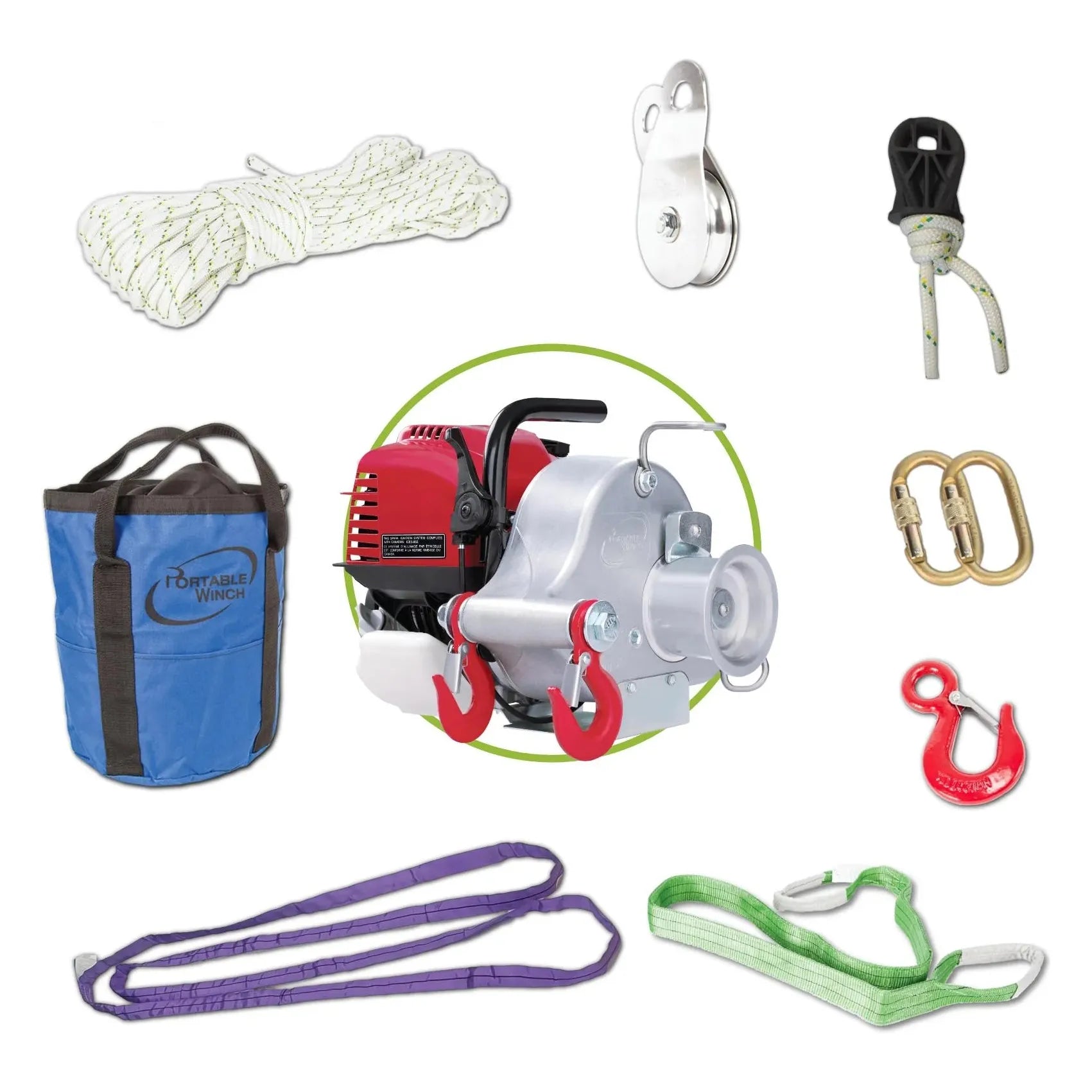 Portable Winch PCW3000-A Gas-Powered Pulling Winch, Honda GX35