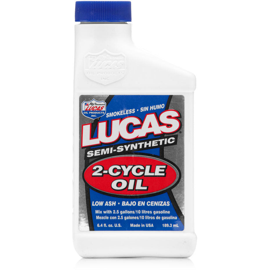 Lucas Oil 10059 Semi-Synthetic 2-Cycle Oil, (6.4 oz - Makes 2.5 Gallons at 50:1)