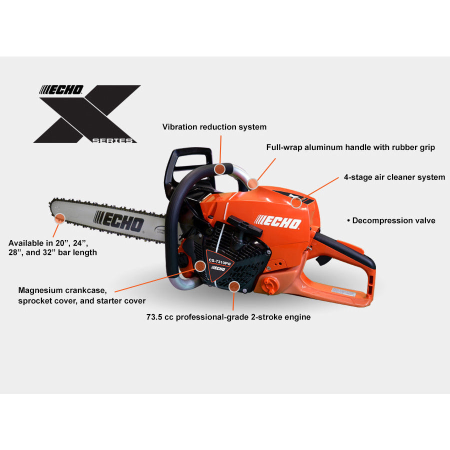 Echo CS-7310PW Professional Chain Saw - 73.5 CC - 5.5 HP*