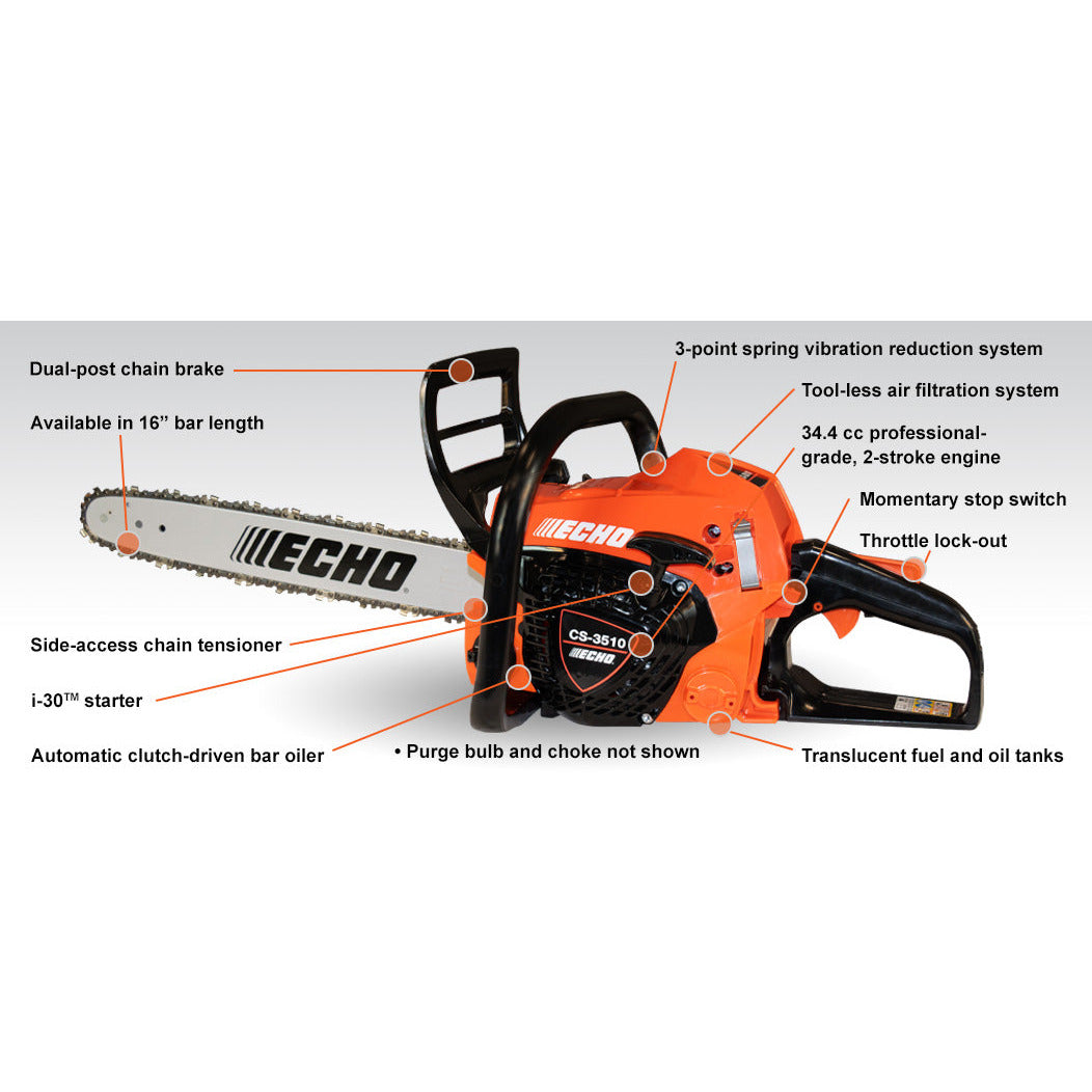 Echo CS-3510 Chain Saw - 34.4 CC - 2.01 HP*