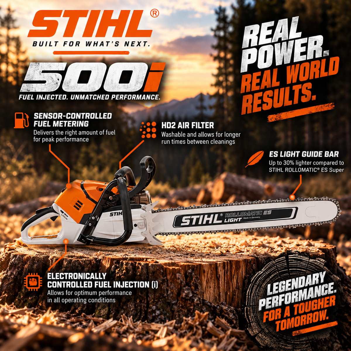 STIHL MS 500¡ - Professional Chainsaw - 79.2 cc - 6.7 HP