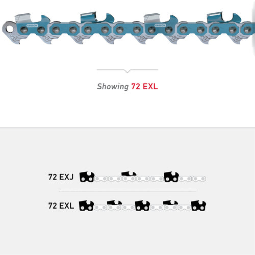 OREGON 72EXL Saw Chain (.050 Gauge - 3/8 Pitch - Full Chisel / Standard Sequence)