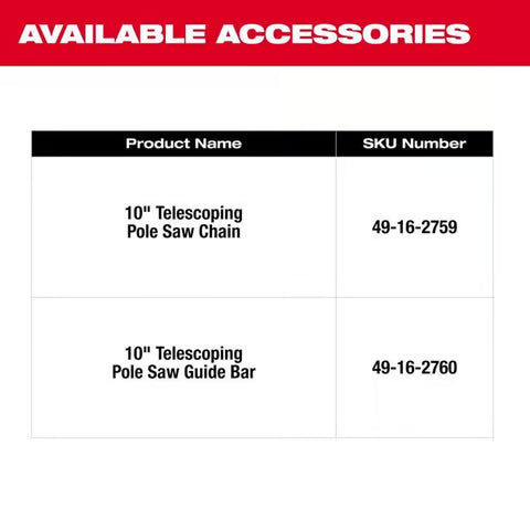 Milwaukee M18 Fuel 3016-21PS 10 in. 18 V Telescoping Battery Pole Saw Kit w/ Extension (8.0 Forge Battery & Charger) (Copy)