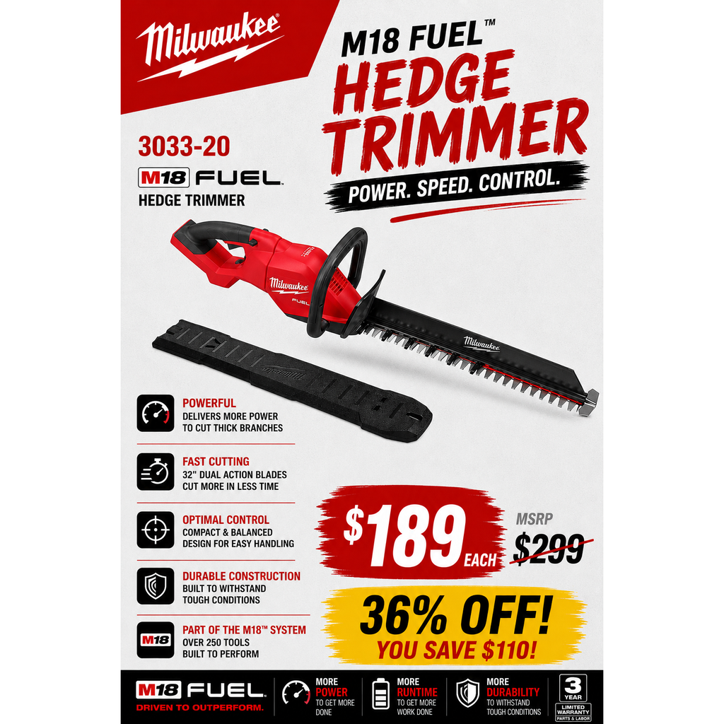 Milwaukee 3033-20 M18 Fuel Hedge Trimmer