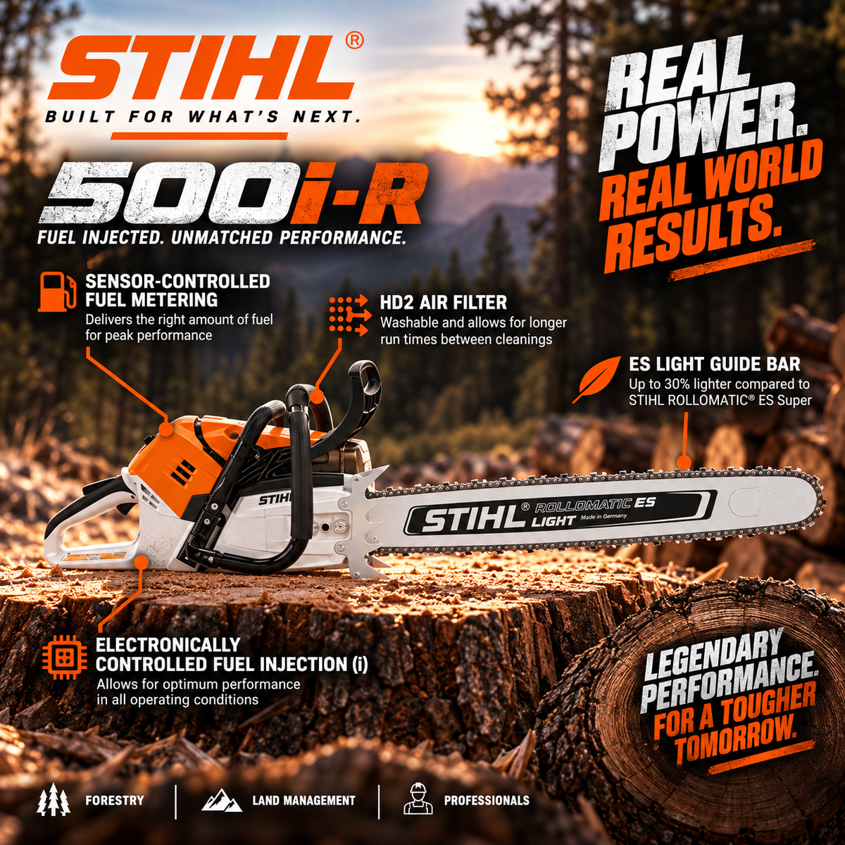 STIHL MS 500¡R  -  Professional Chainsaw - 79.2 cc - 6.7 HP