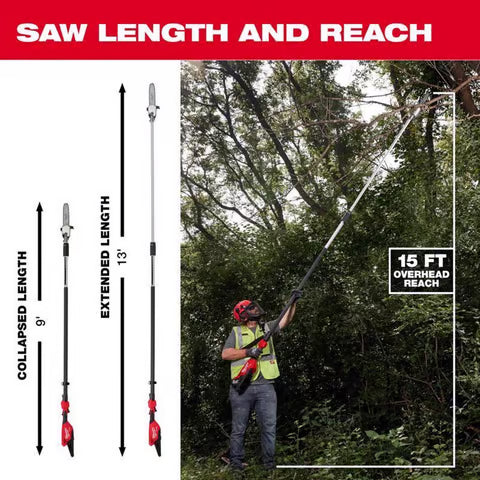 Milwaukee M18 Fuel 3016-21PS 10 in. 18 V Telescoping Battery Pole Saw Kit w/ Extension (8.0 Forge Battery & Charger) (Copy)