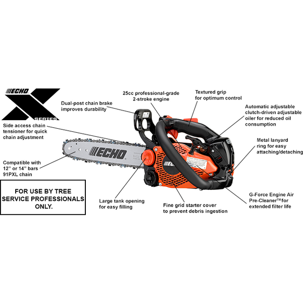Echo CS-2511T Professional Top Handle Chain Saw - 25.0 CC - 1.49 HP*