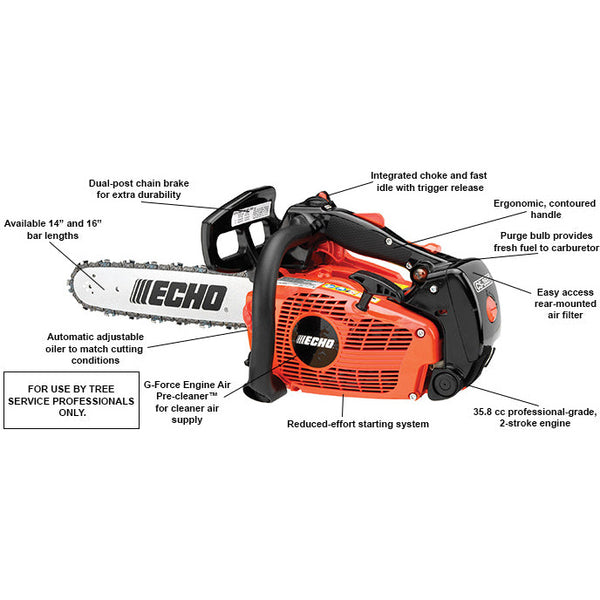 Echo CS-355T Professional Top Handle Chain Saw - 35.8 CC - 2.15 HP*